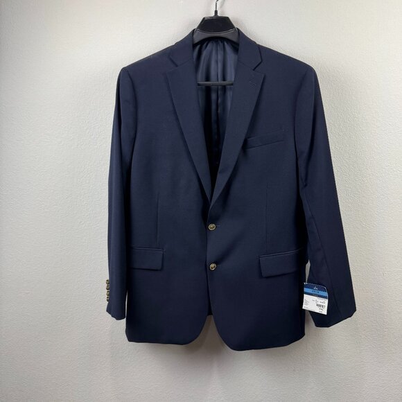 Stafford Men's Navy Blue Hopsack Blazer with gold tone buttons NWT - Picture 1 of 5